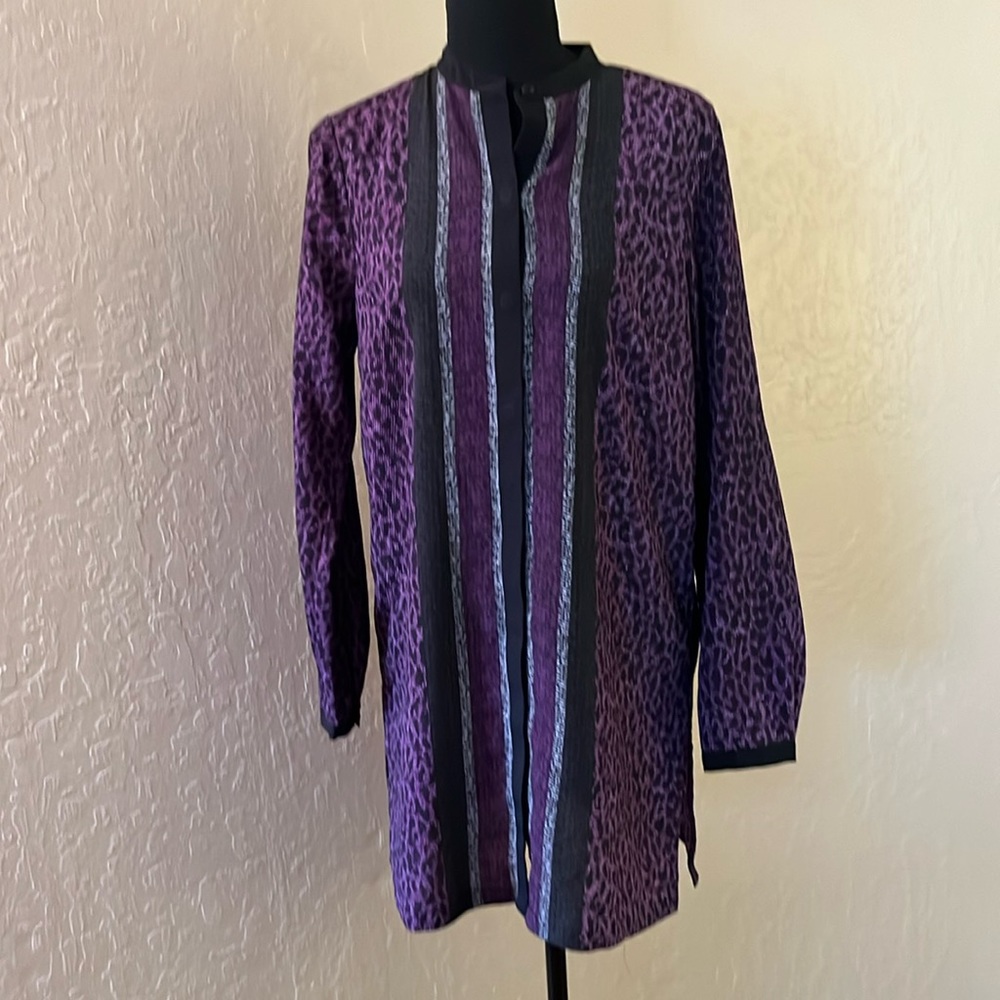 Michael Kors Purple Animal‎ Print Tunic with Stripes